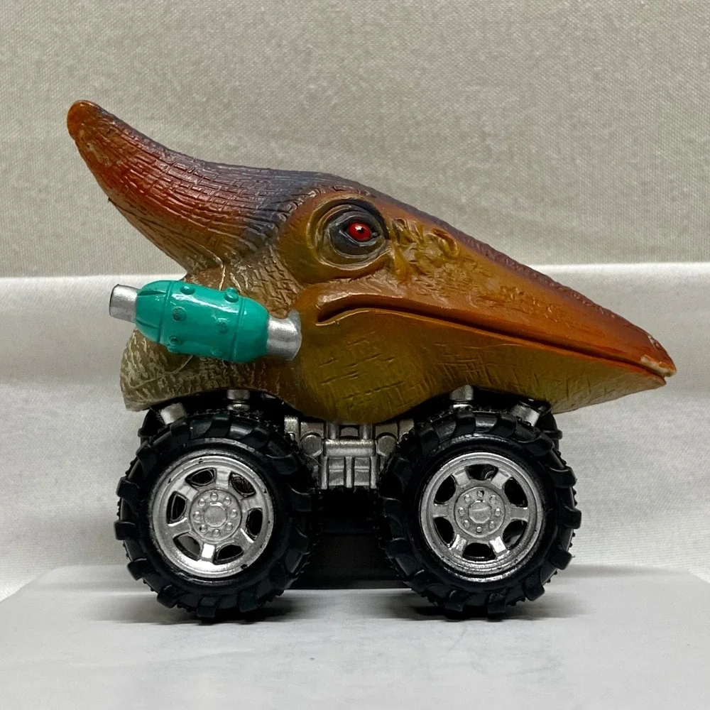 Pterodactyl Dinosaur Head Push & Go Brown Red 3 3/8